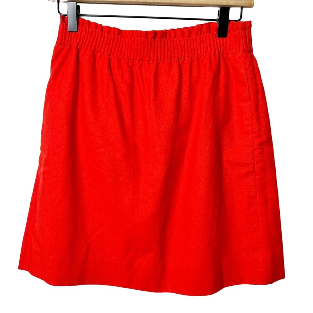 J. CREW ORANGE COTTON LINEN ELASTIC WAIST SKIRT BRAND NEW SIZE 2